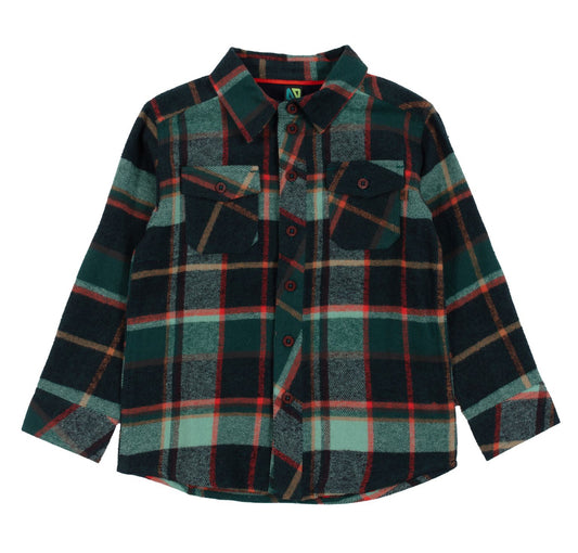 Navy and Green Plaid Boy Shirt-Nano