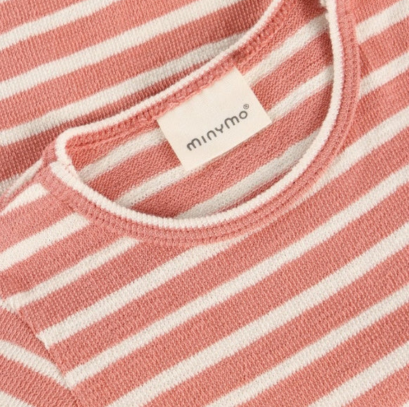 Pink And White Striped Baby Romper-Minymo