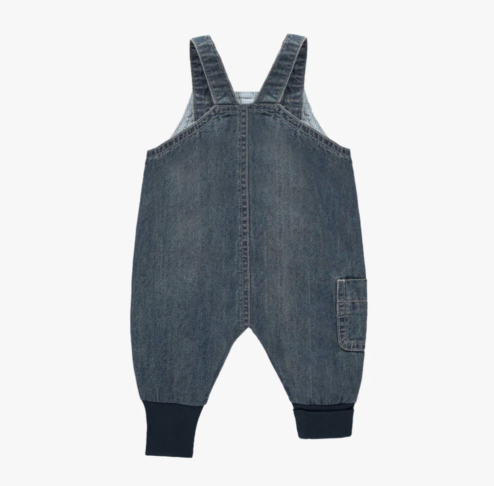 Lightweight Dark Blue Denim Relaxed Fit And Evolutive Overalls-Souris Mini