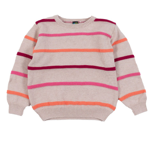 Beige Striped Cotton Sweater -Nano