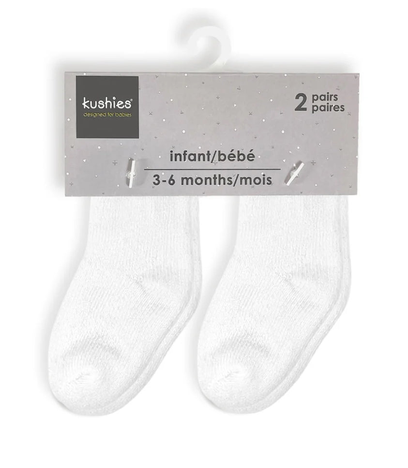 Infant White Terry Socks 2 Pack-Kushies