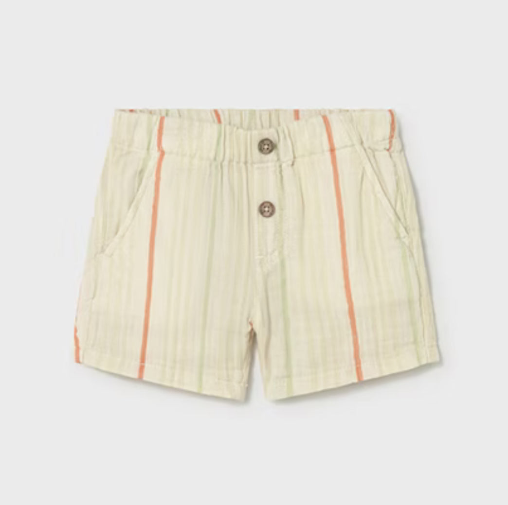 Gauze Tan Striped Wide Leg Shorts-Mayoral