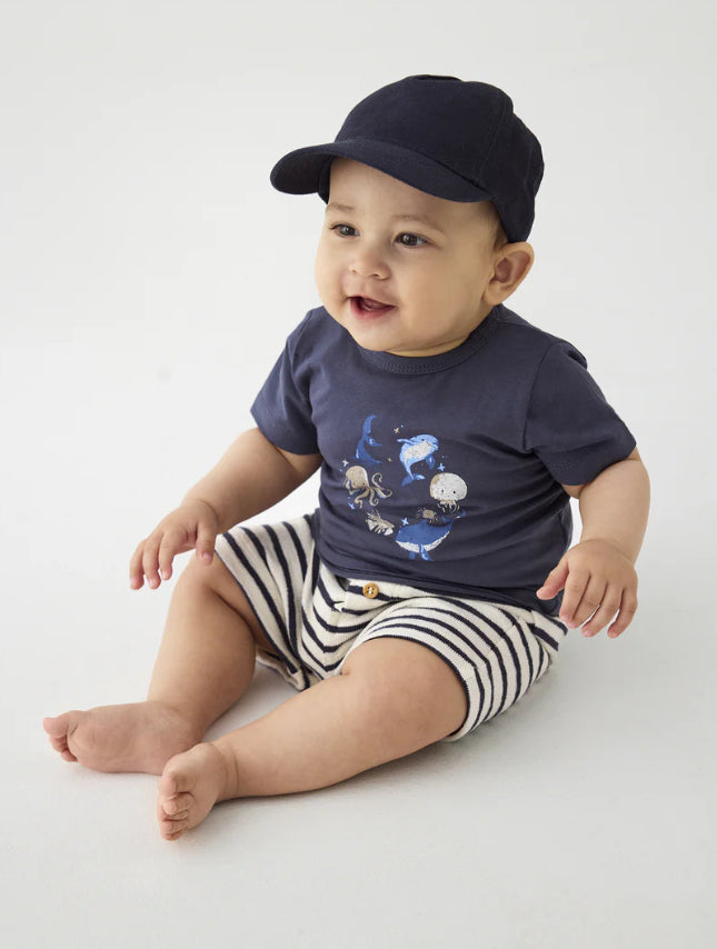 Knit Baby Striped Shorts-Minymo