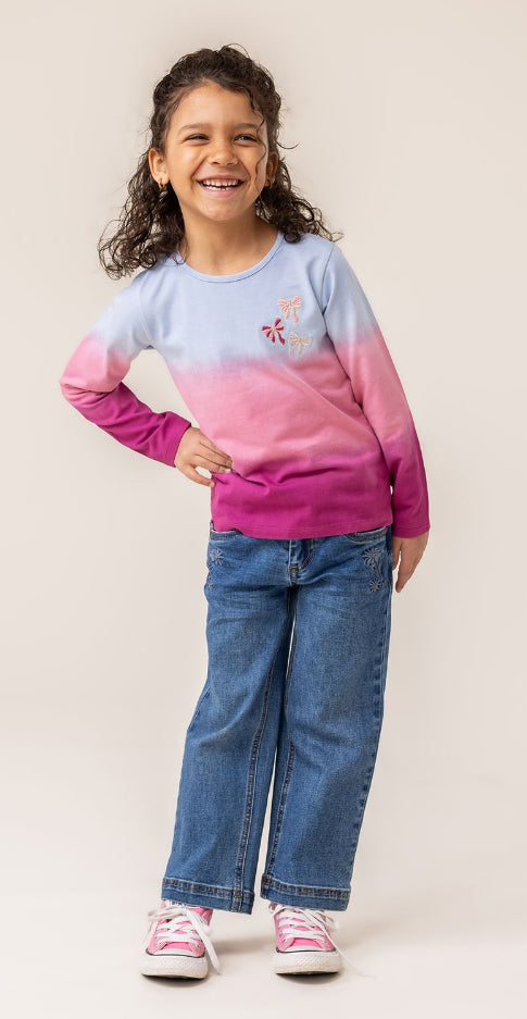 Pink and Blue Colour Fading Long Sleeve Shirt-Nano