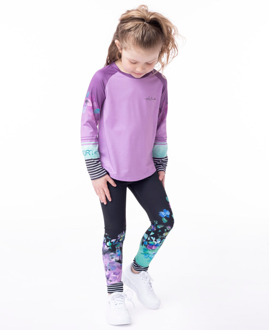 Girls' Long-Sleeved Athletic T-Shirt Lilac-Nano