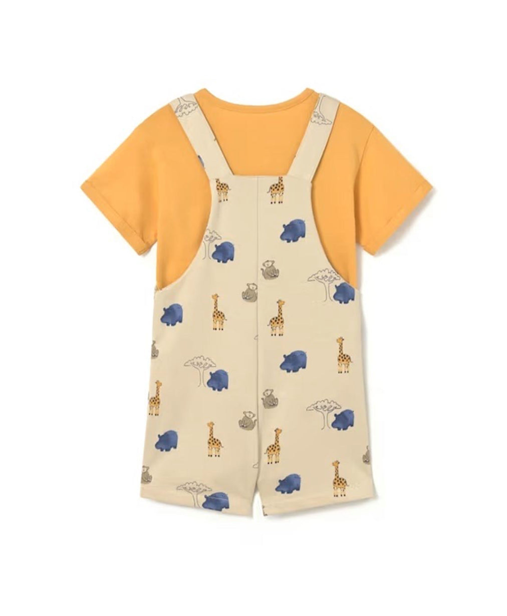 Baby Boy Safari Dungaree Short And Tee Set-Mayoral