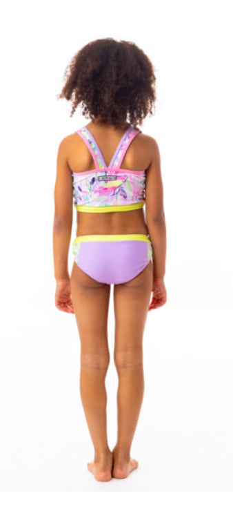 Pink and Mauve Floral UV Two-Piece Swimsuit-Nano