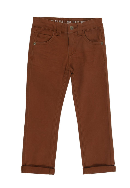 Boys Stretch Camel Brown Twill Pants-Nano