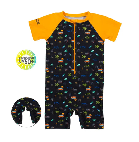 Short Sleeve Digital One Piece Rash Guard-Nano