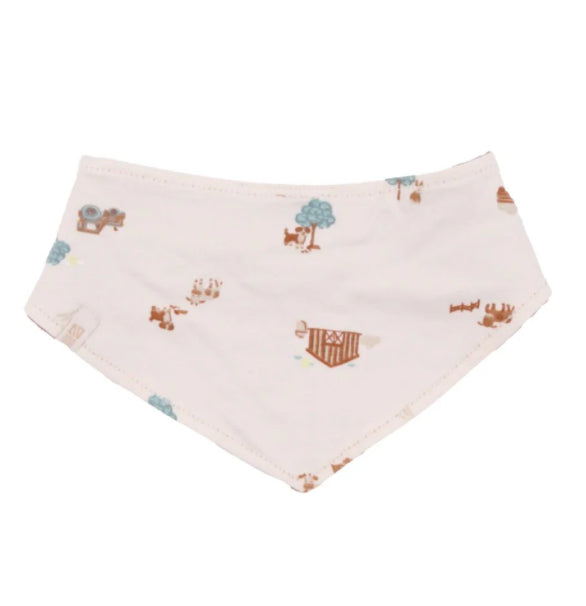Brown And Tan Farm Reversible Bib With Tractor-Nano