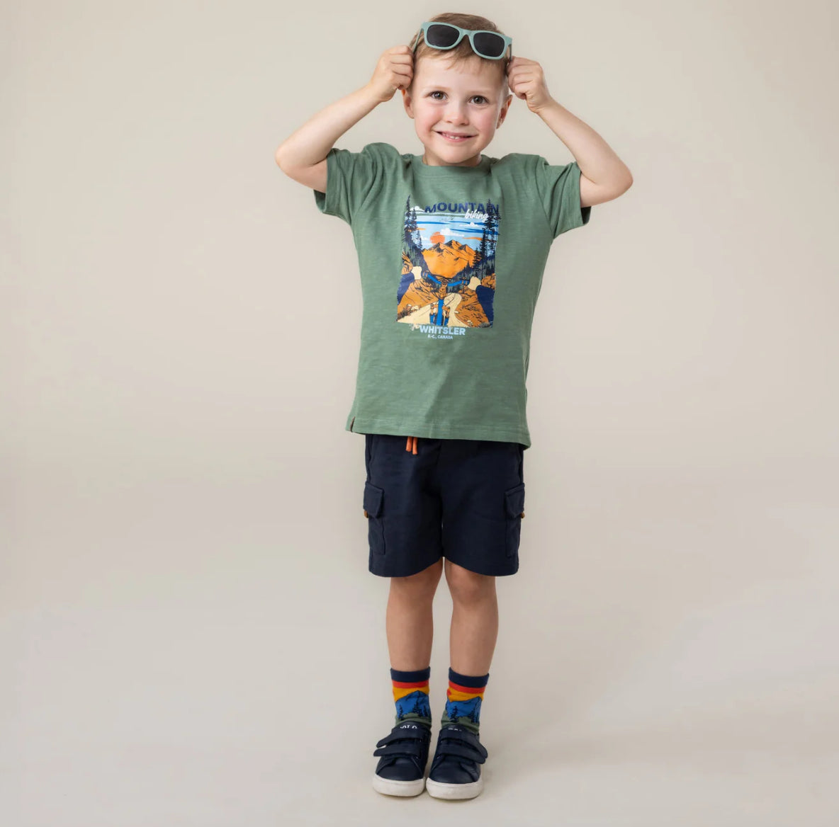 Boys Green Mountain Biking T Shirt-Nano