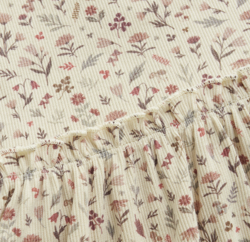 Cream Fine Print Dress-MinyMo