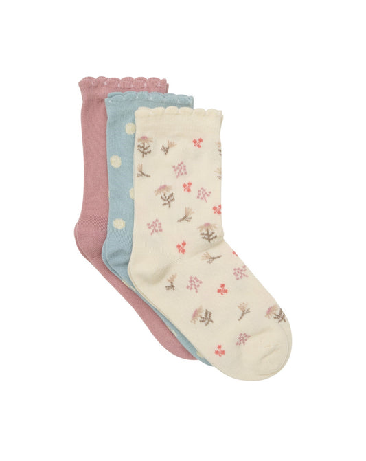 2 Pk Floral Socks -Minymo
