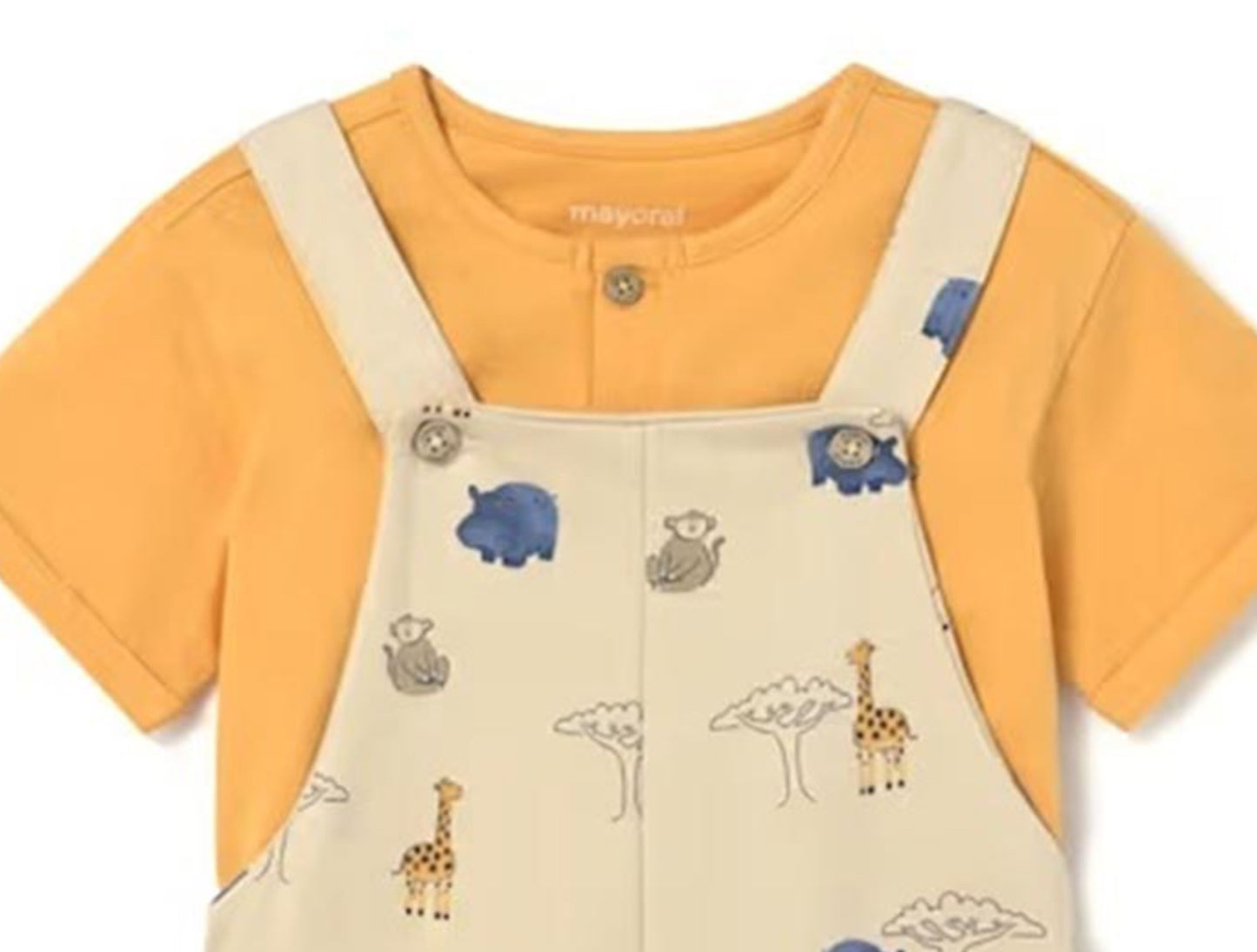 Baby Boy Safari Dungaree Short And Tee Set-Mayoral