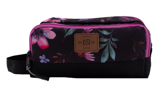 Black Floral Pencil Case-Nano