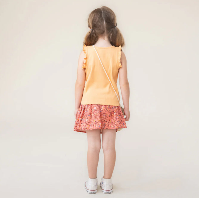 Girls Brown And Orange Western Culottes Skort-Nano