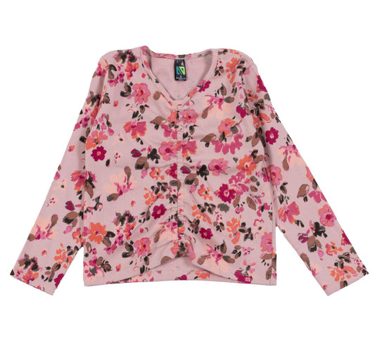 Ribbed Pink Floral Long Sleeve Shirt -Nano