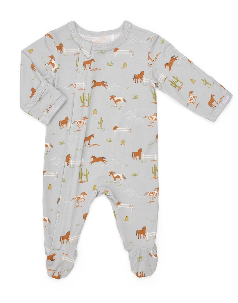 Grey Desert Horses. Footed Modal Sleeper-Coccoli