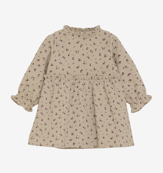 Fine Floral Print Baby Dress Lined with Soft Cotton - MinyMo