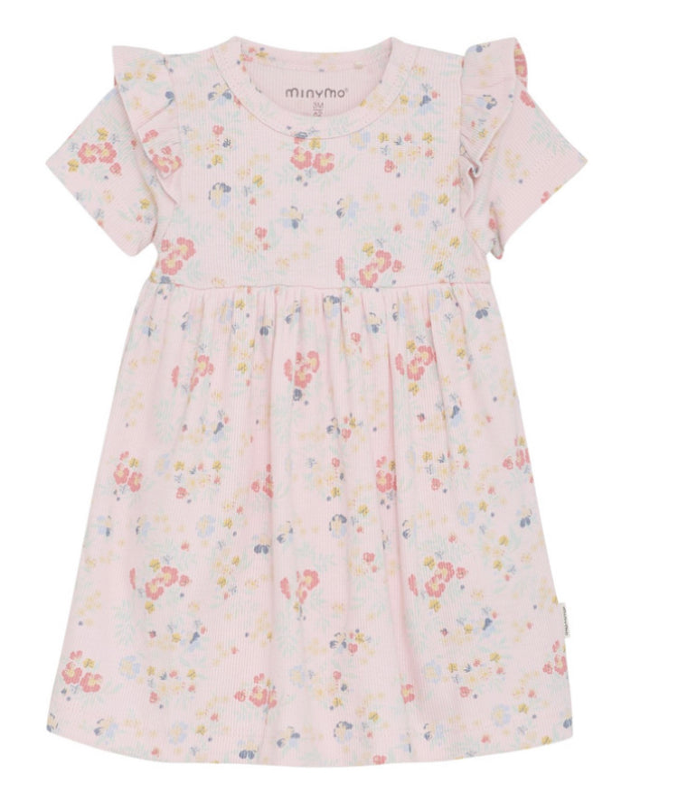 Ribbed Pastel Floral Baby with Bodysuit Dress - MinyMo