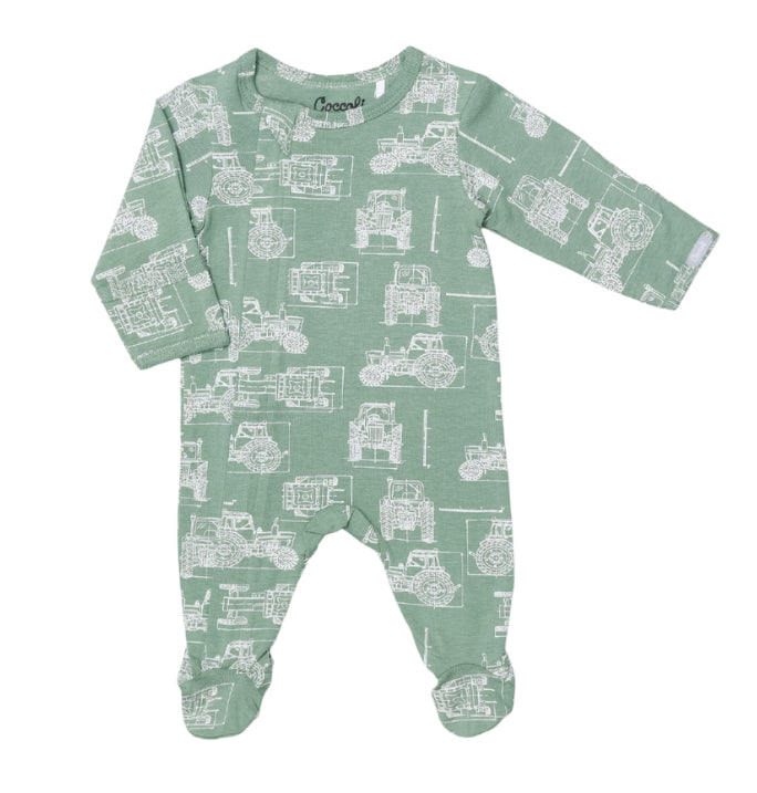 Green Tractor Tencel Sleeper-Coccoli