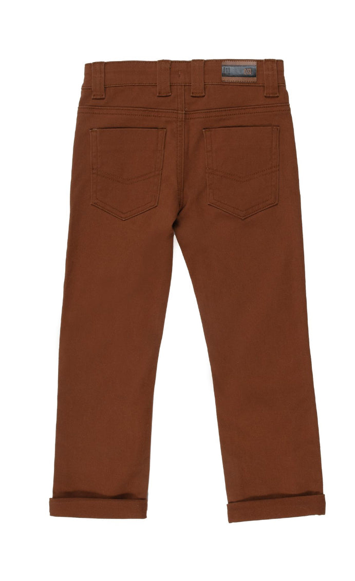 Boys Stretch Camel Brown Twill Pants-Nano
