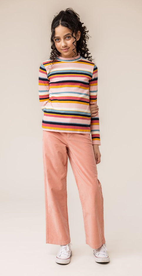 Ribbed Colour Striped Long Sleeve Sweater-Nano