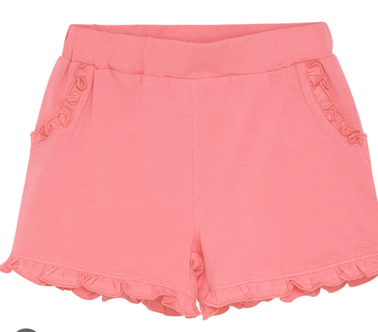 Organic Cotton Girls Hot Pink Ruffle Shorts-MinyMo
