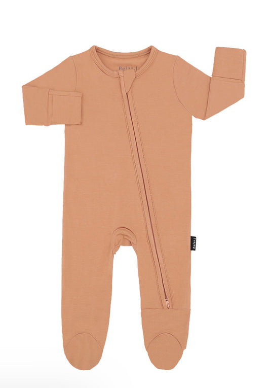 Solid Bamboo Baby Footed Sleeper Carrot -Belan.J