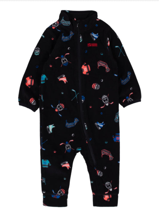 Black Hockey Fleece Baby One Piece-Nano