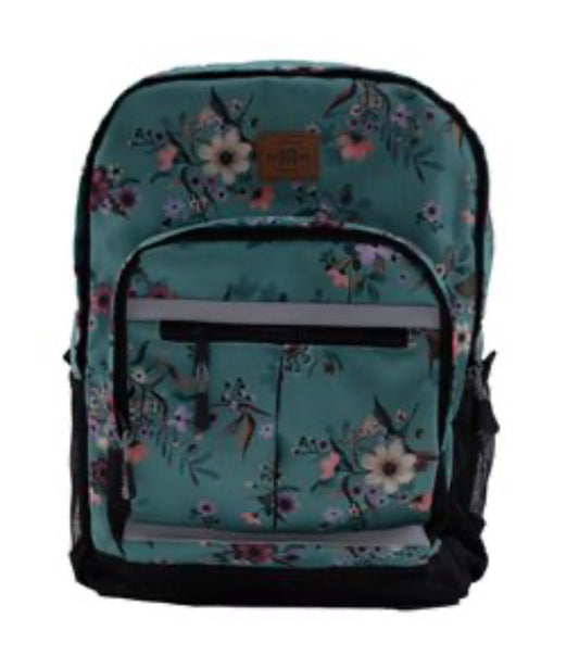 Teal Floral Floral Backpack-Nano