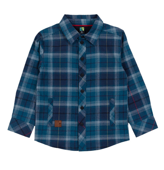 Blue Plaid Boy Shirt-Nano