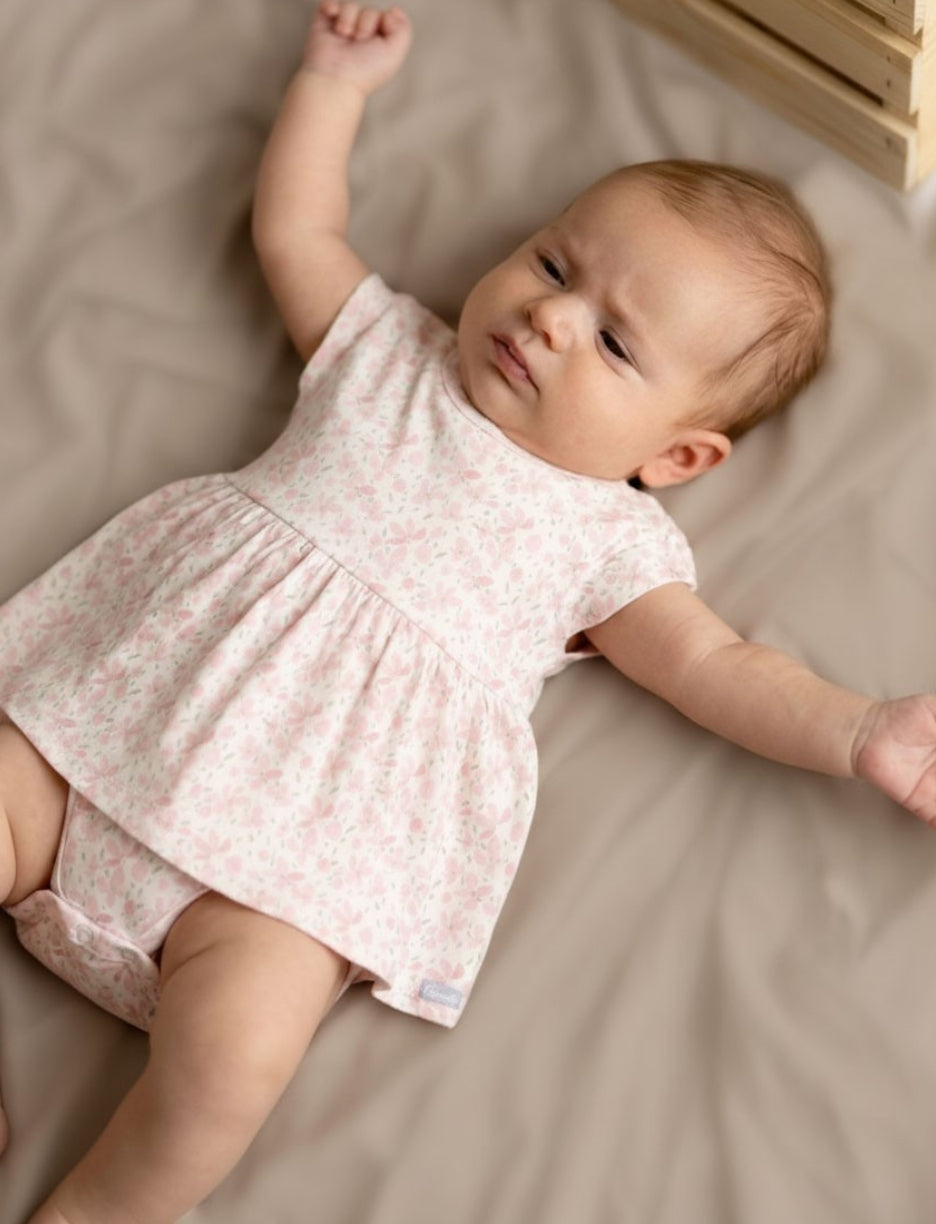 Pink Floral Infant Girl Modal Romper-Coccoli