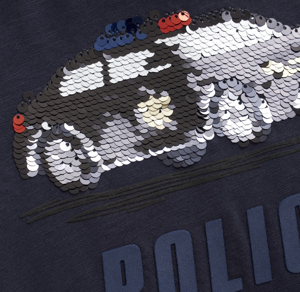 Long Sleeve Police Tishirt with Sequin Colour Changing Car- MinyMo