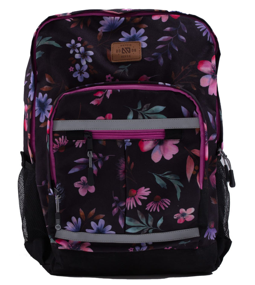 Black and Purple Floral Backpack-Nano