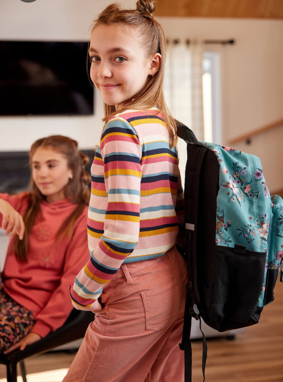 Teal Floral Floral Backpack-Nano