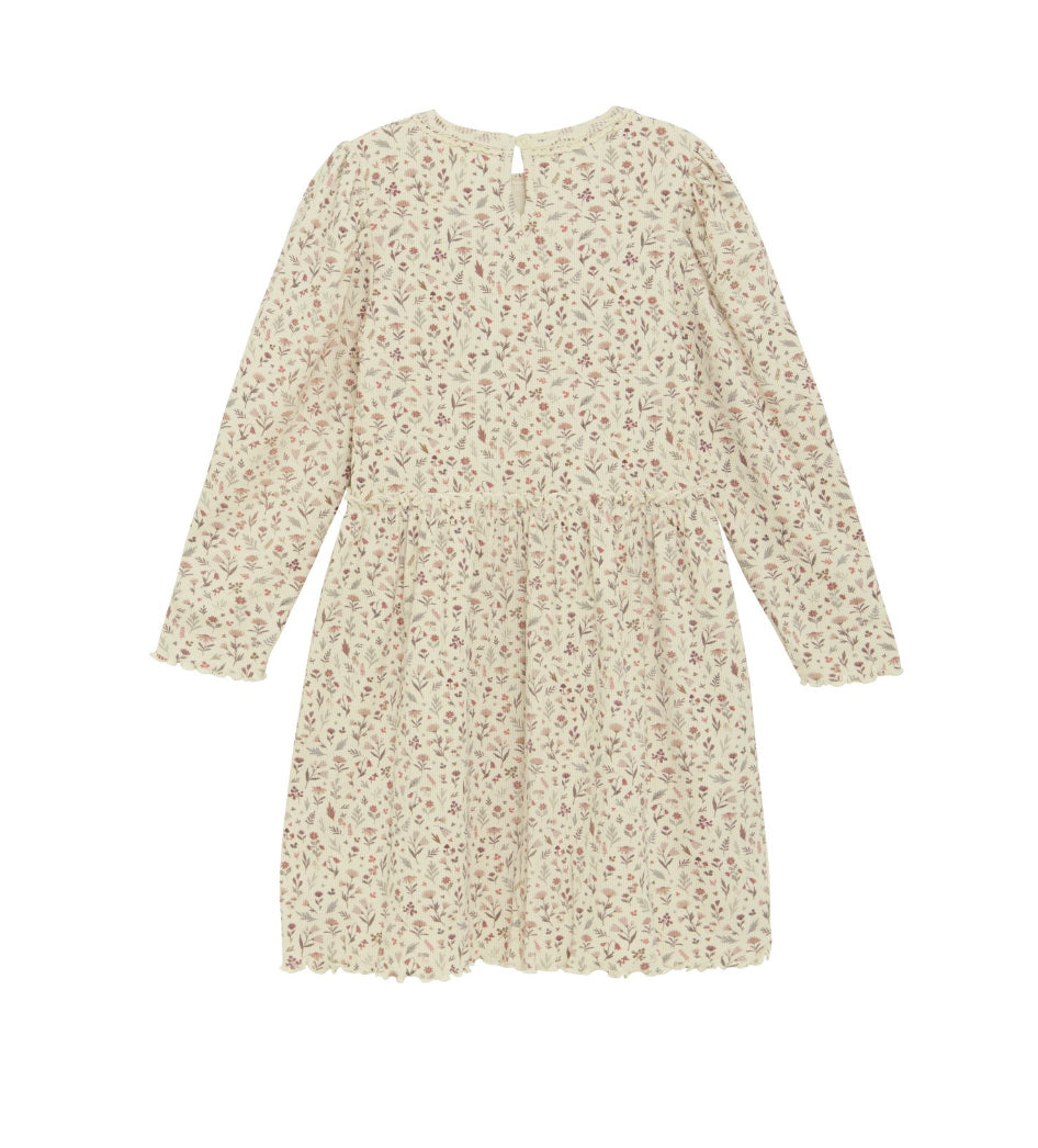 Cream Fine Print Dress-MinyMo