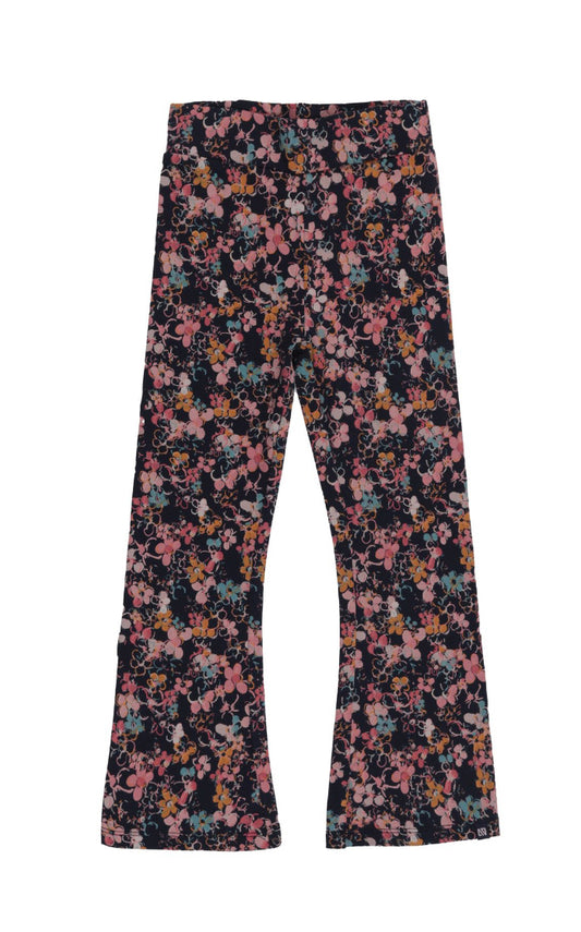 Navy Floral Flared Leggings -Nano