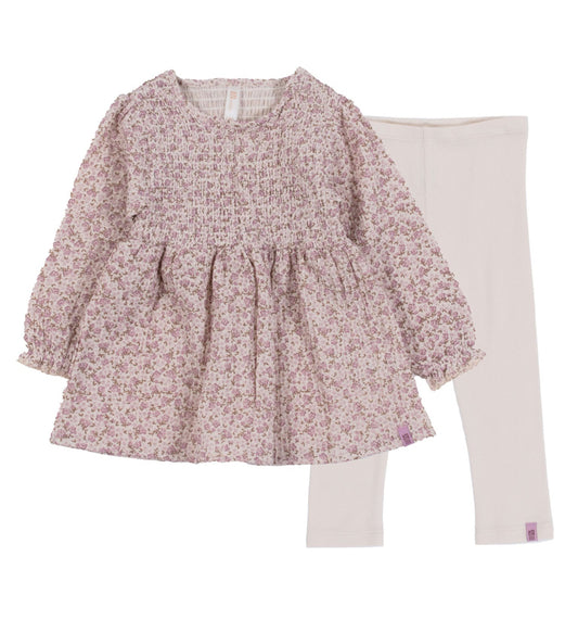 Antique Floral Dress and Tights Set-Nano