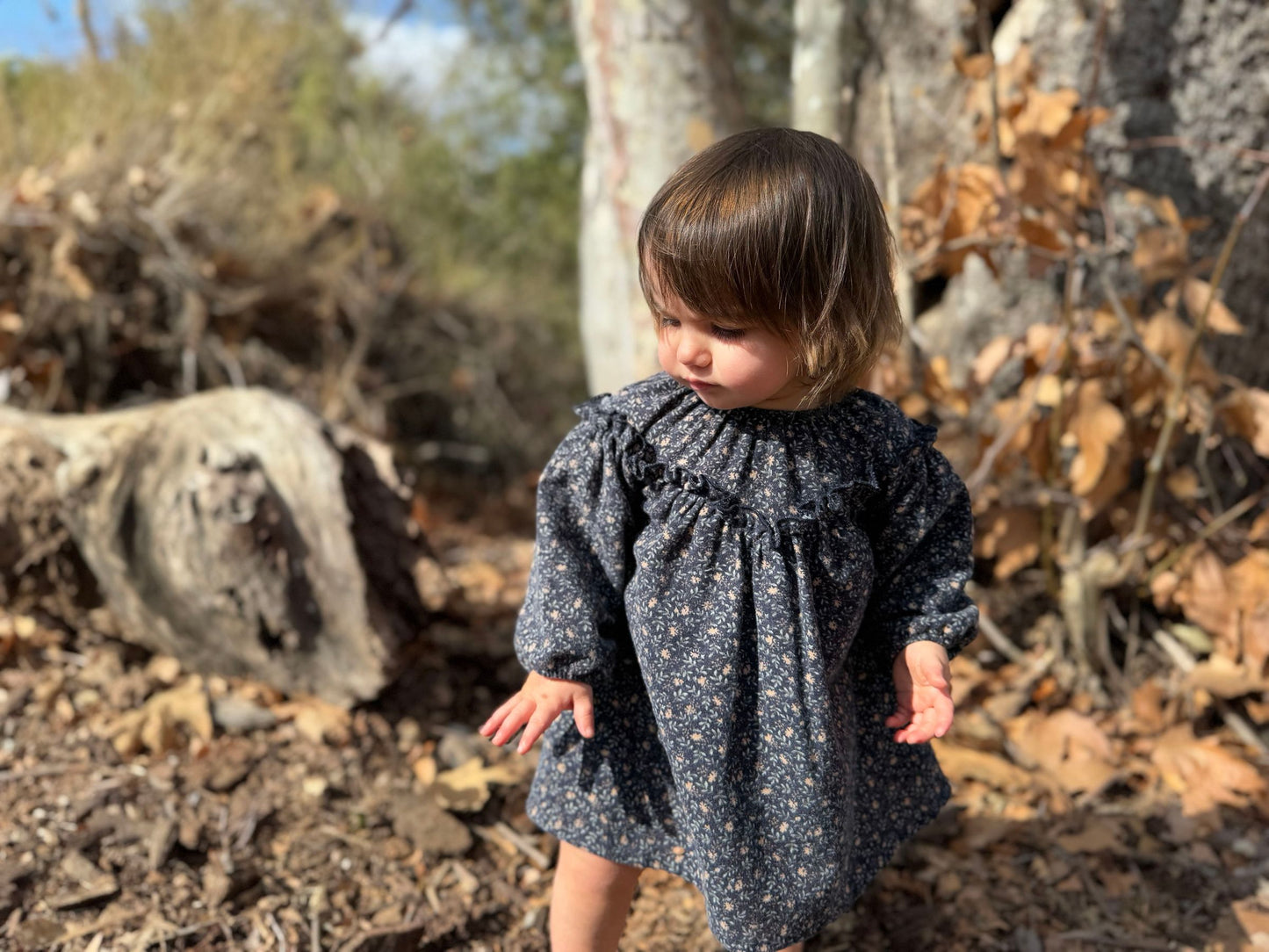 Navy Brushed Cotton June Dress-Vignette Girls