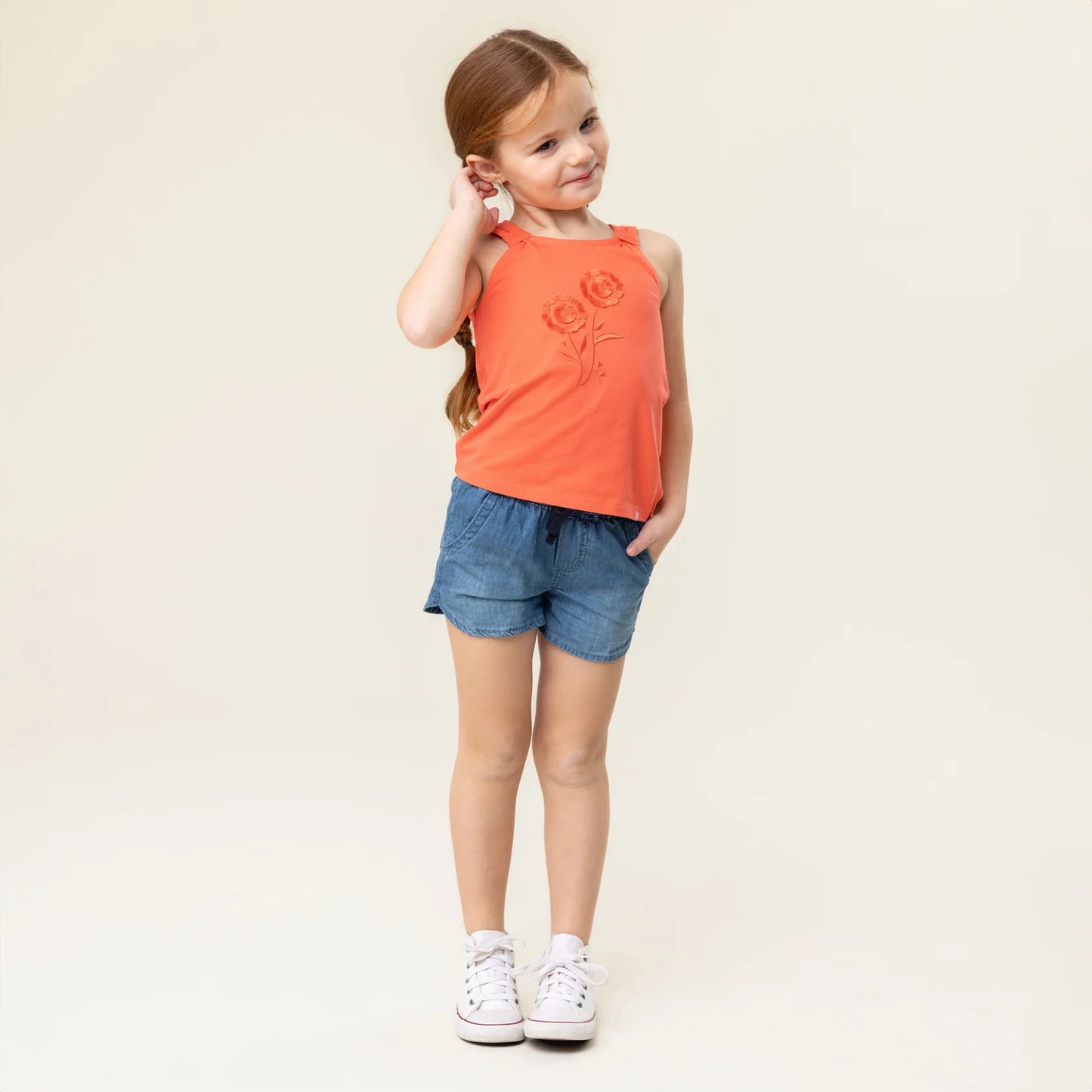 Orange Floral with Applique Top-Nano