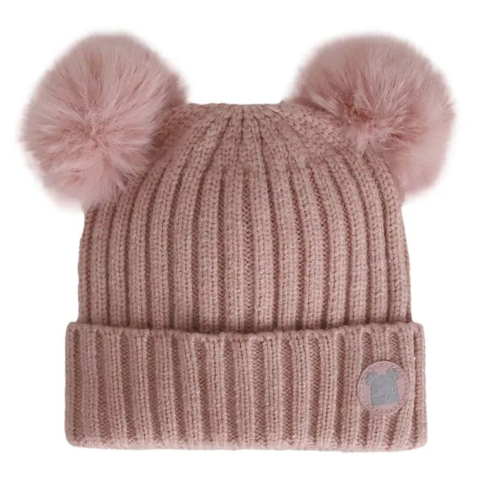 Double Pompom Knit Hat 0-6m Calikids