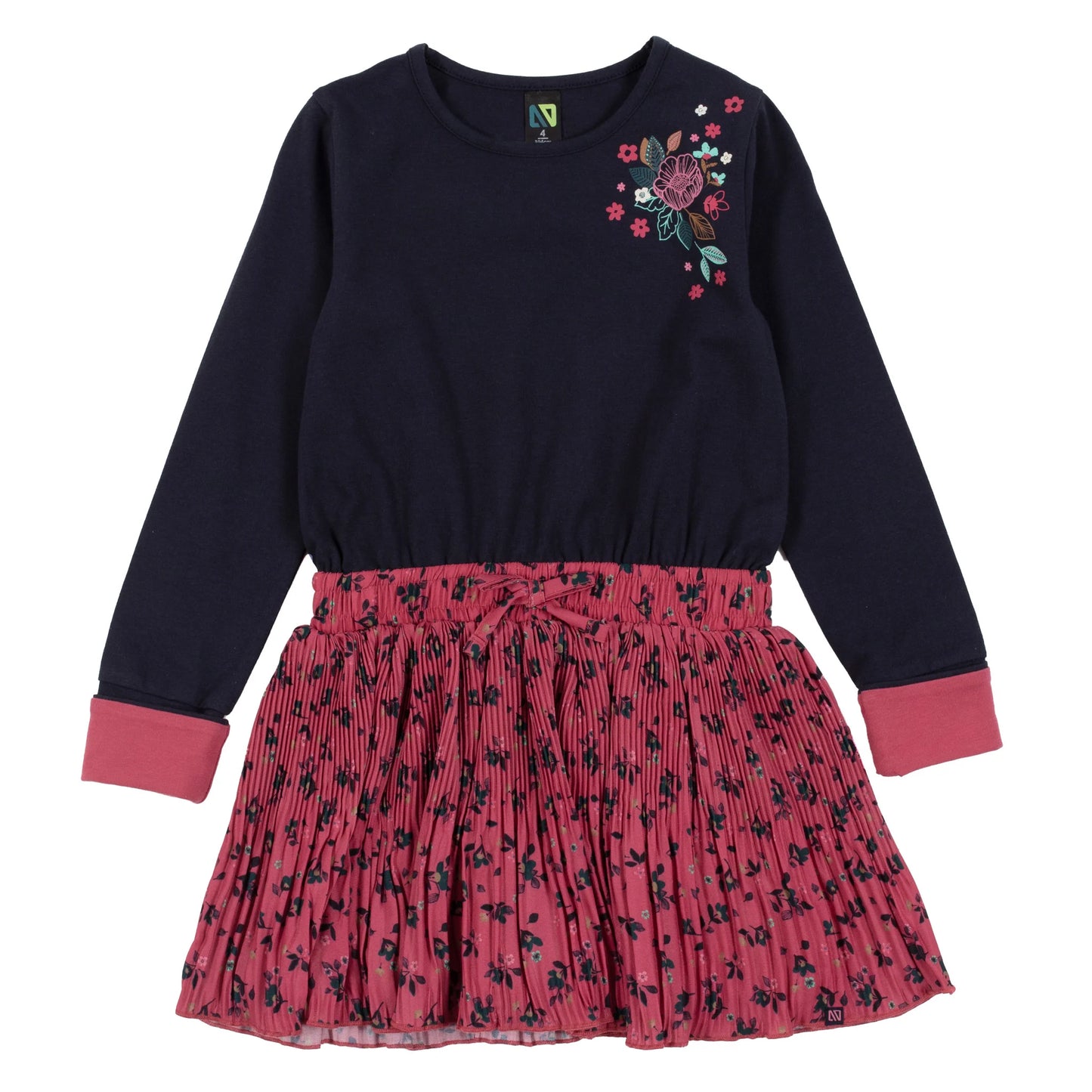 Navy and Pink Knit Tunic with Broomstick Skirt -Nano