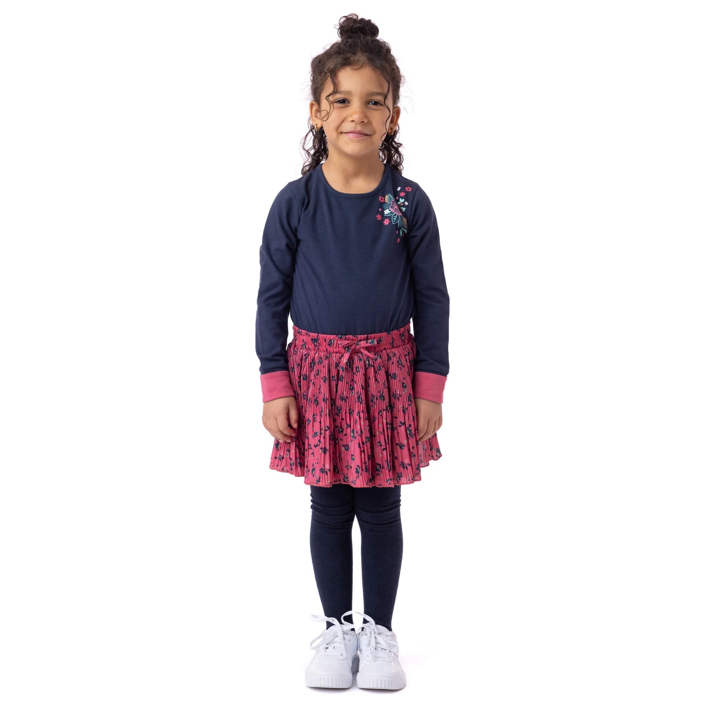 Navy and Pink Knit Tunic with Broomstick Skirt -Nano