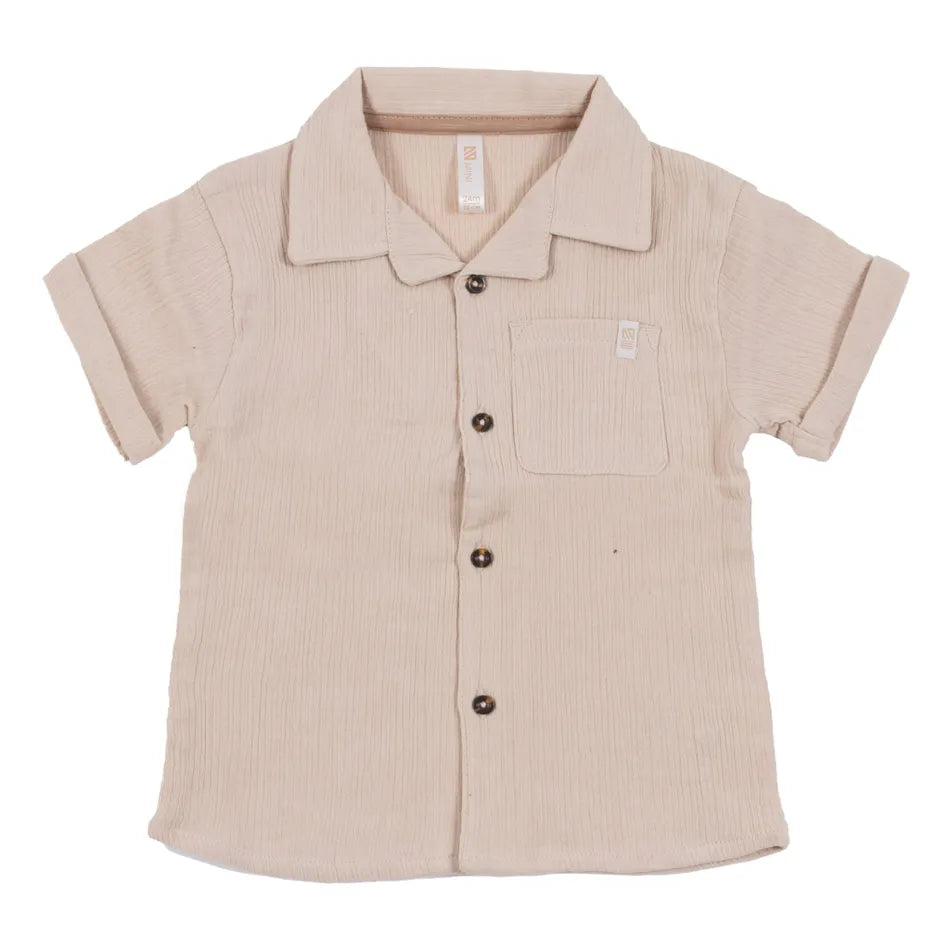 Beige Gauze Baby Shirt-Nano