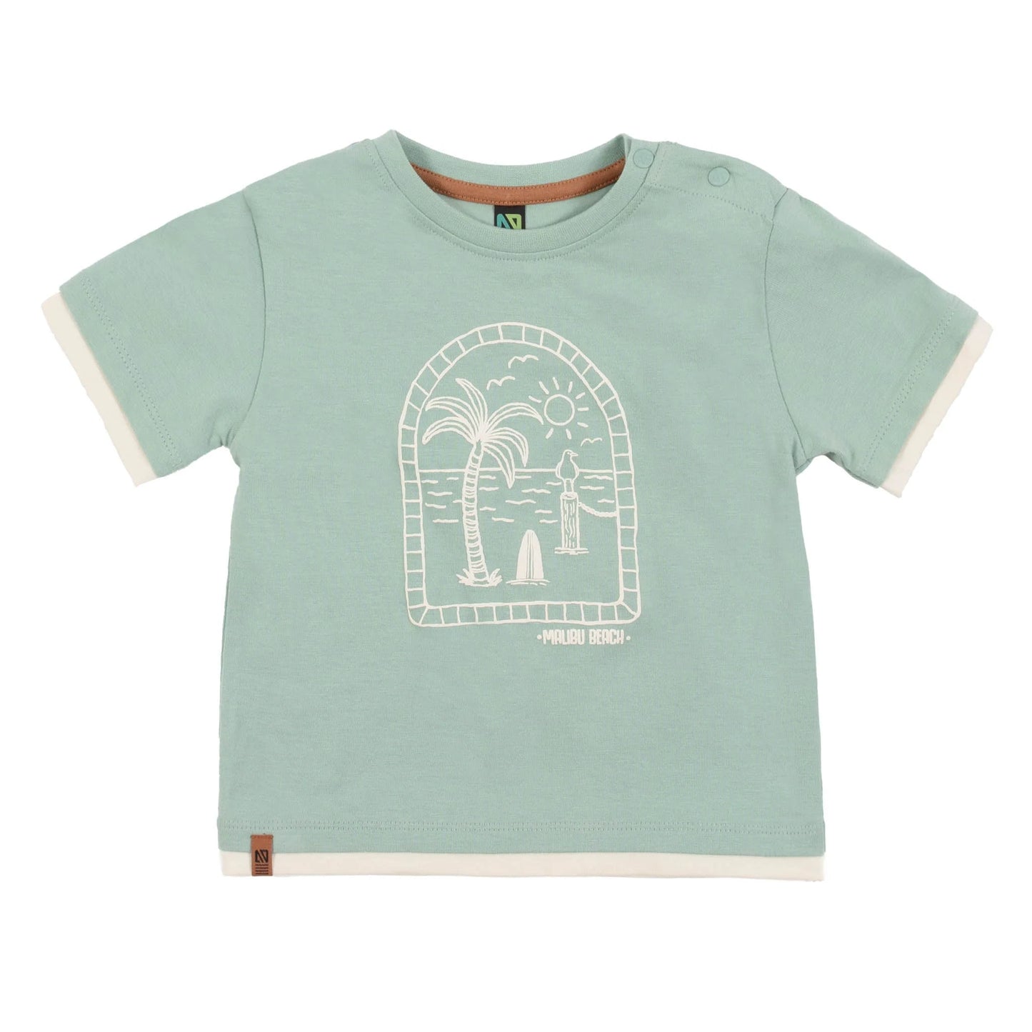 Baby Sage Green Malibu Beach T Shirt-Nano