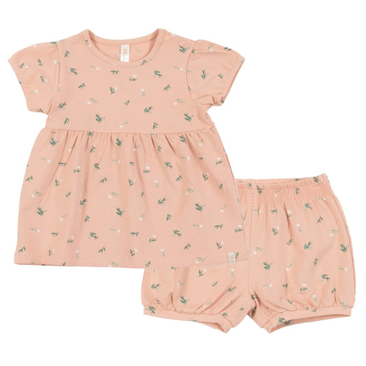 Floral Blush Baby dress and Diaper Cover- Nano