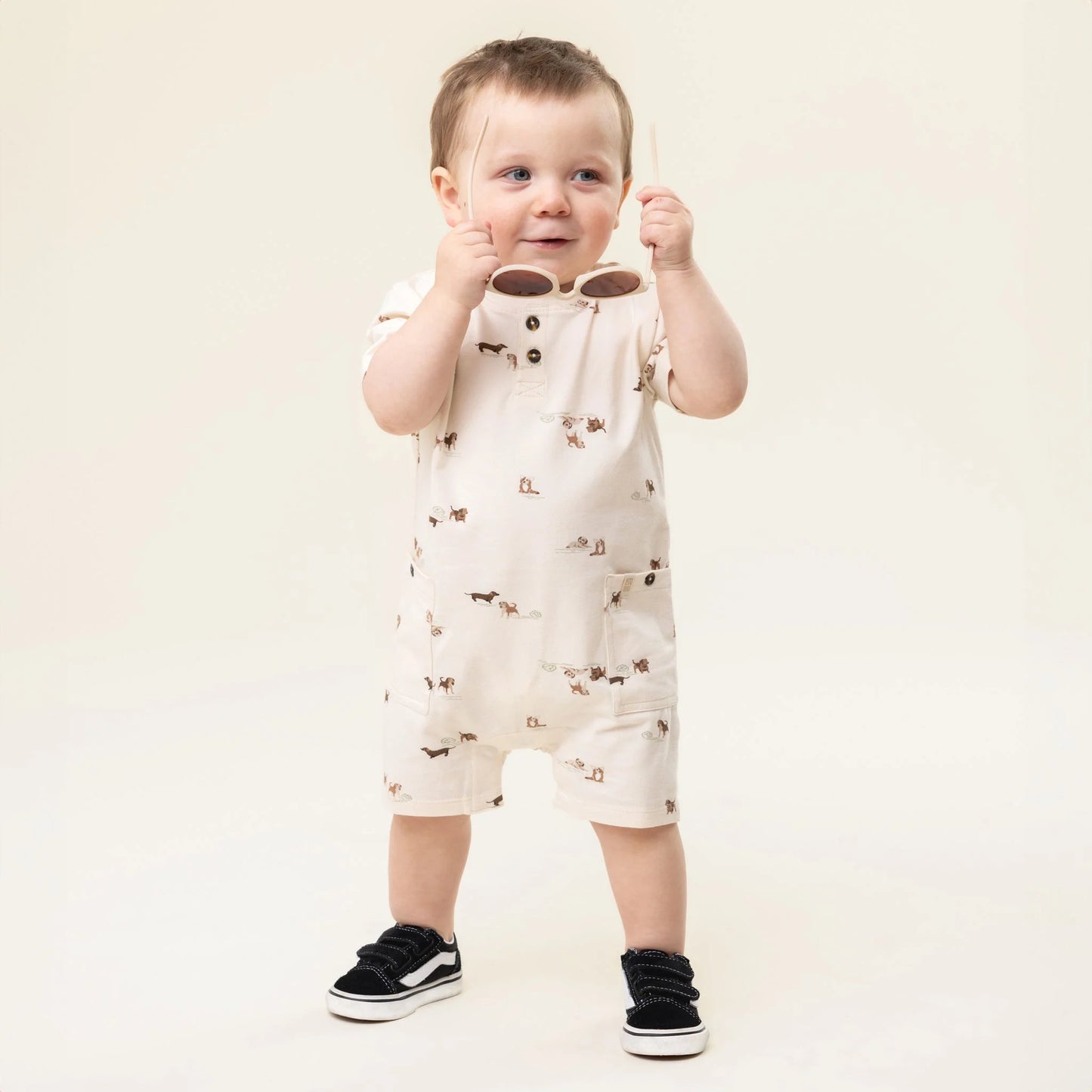 Cream Dogs Knot Romper Nano