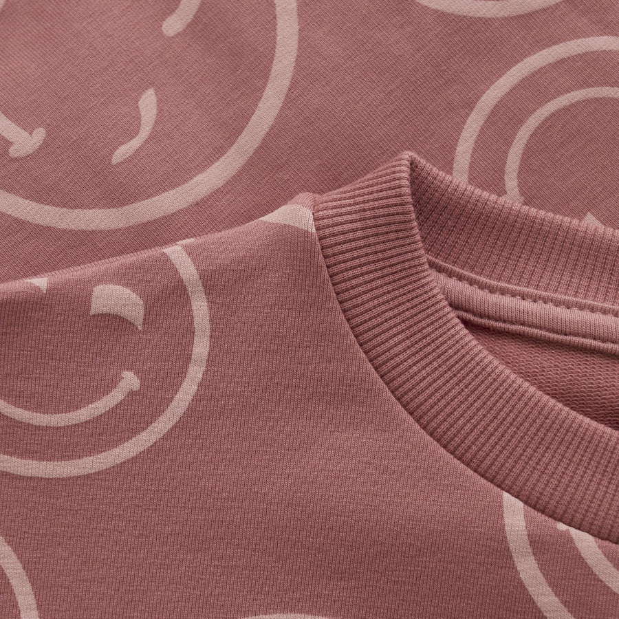 Happy Face Sweatshirt in Rose-Minymo