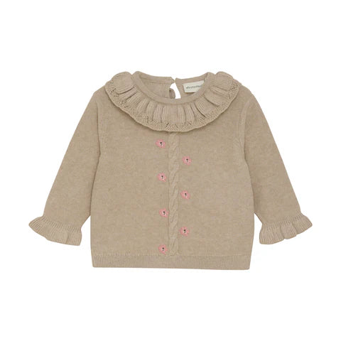Cream Pullover Sweater with Daisies in Soft Knit -Minymo